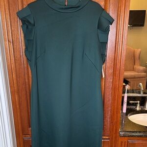 Eliza J Forest Green Ruffle Sleeve Midi Dress